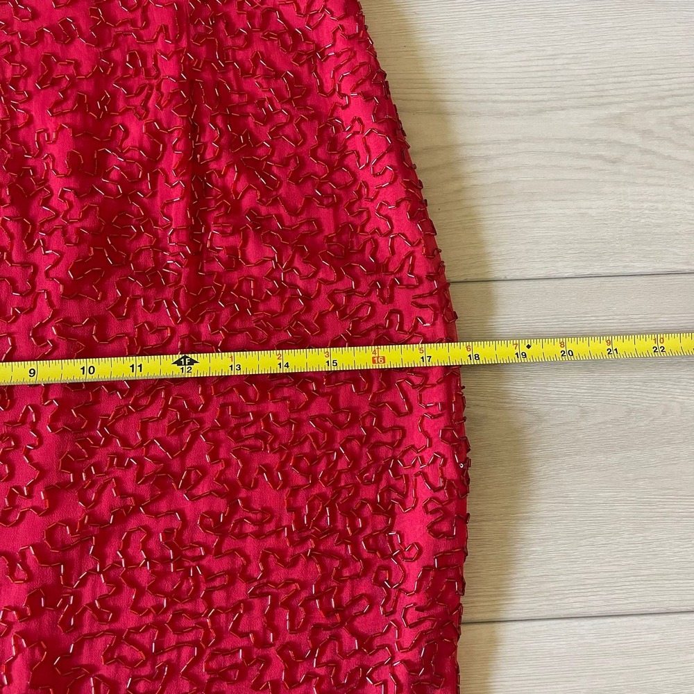 A.J. Bari Red Silk‎ Beaded Short Sleeve Party Cocktail Dress Size 4 - Picture 3 of 9